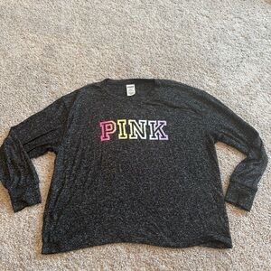 PINK Victoria's Secret Black Long Sleeve Sleep Shirt Size Large